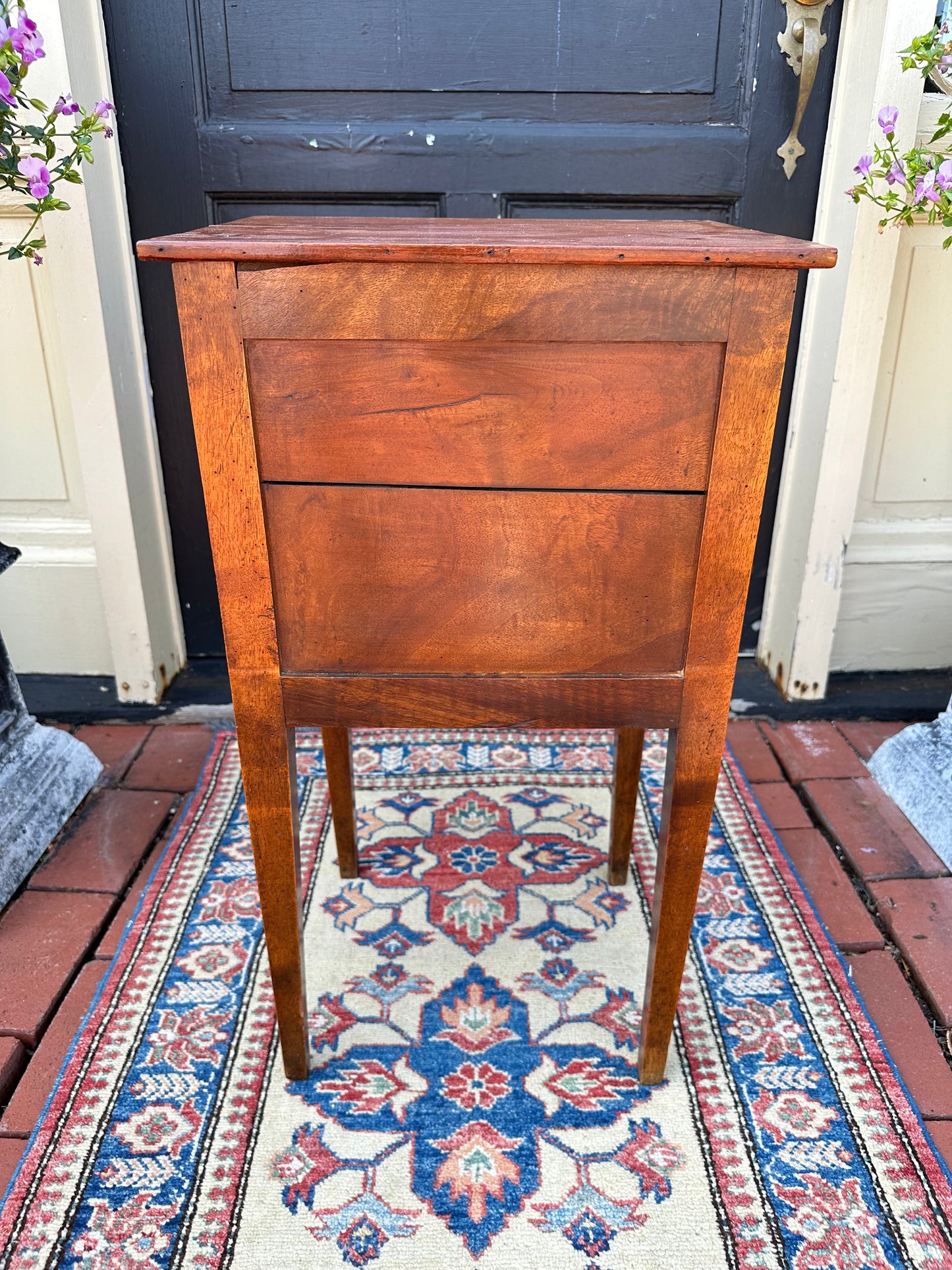 Antique One Drawer French Fruitwood Stand with Lift Up Tambour Door