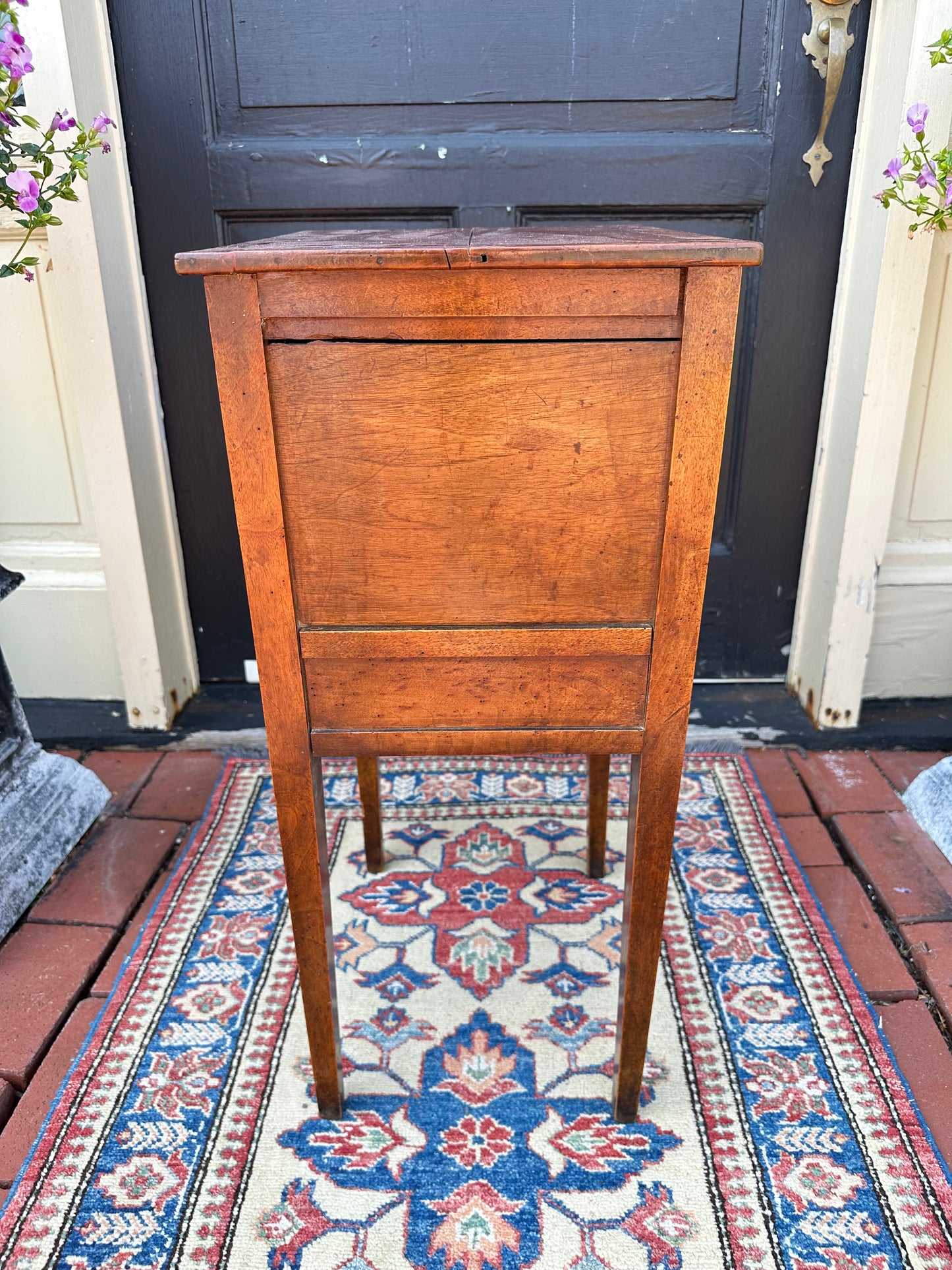 Antique One Drawer French Fruitwood Stand with Lift Up Tambour Door