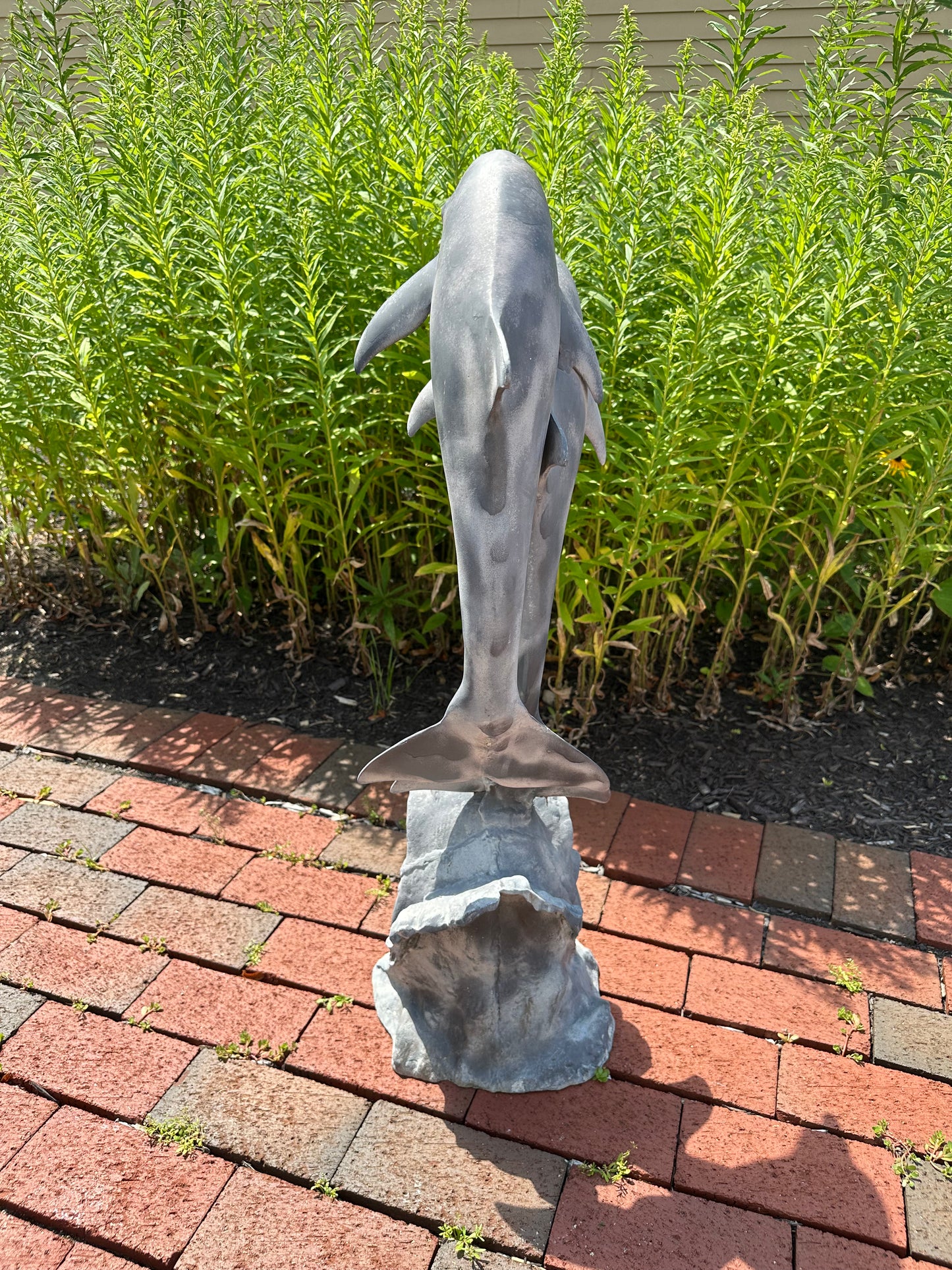 Vintage Zinc Dolphin Garden Statue