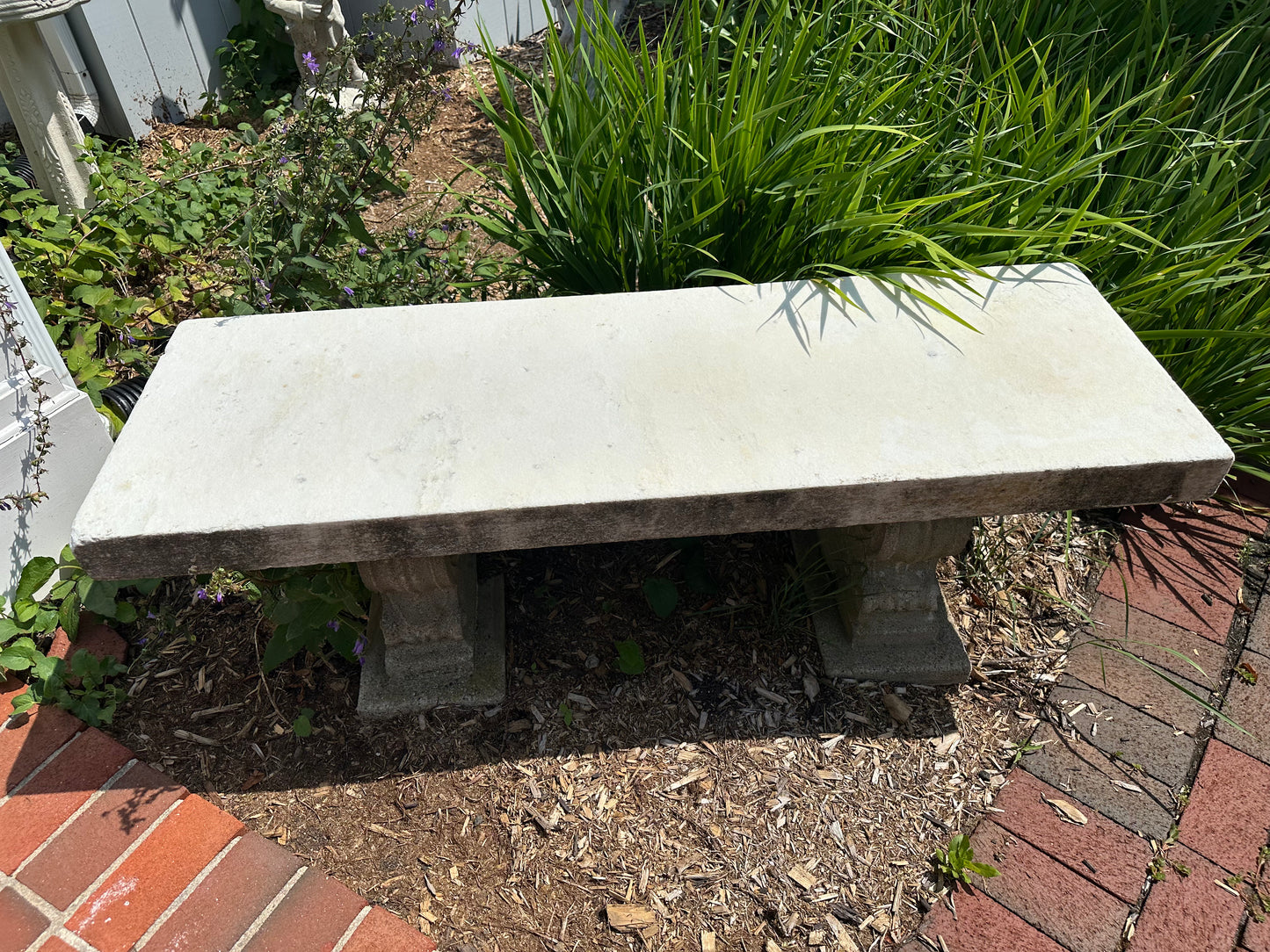 Antique Marble Garden Bench
