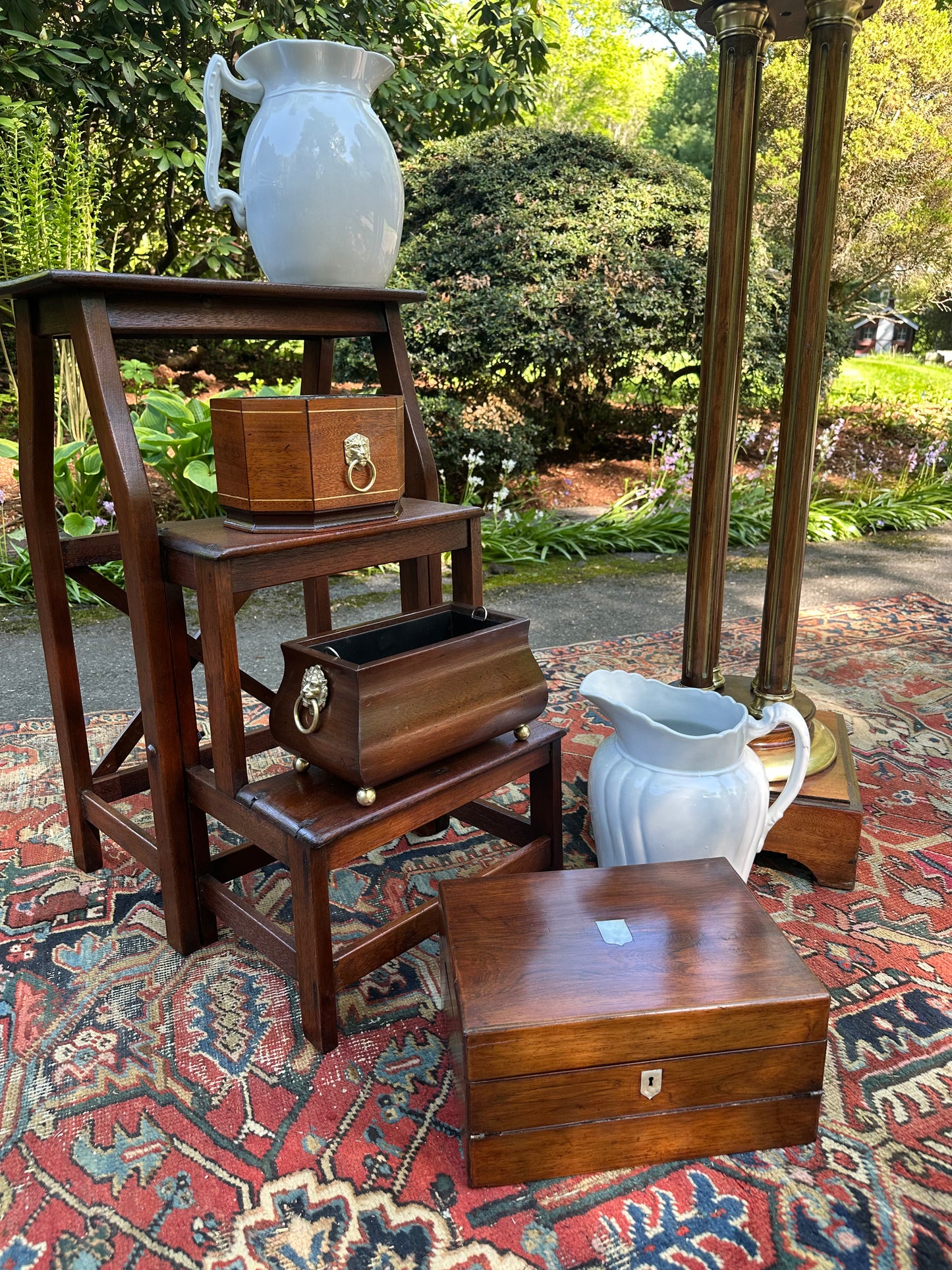Antique Walnut Folding Library Stairs