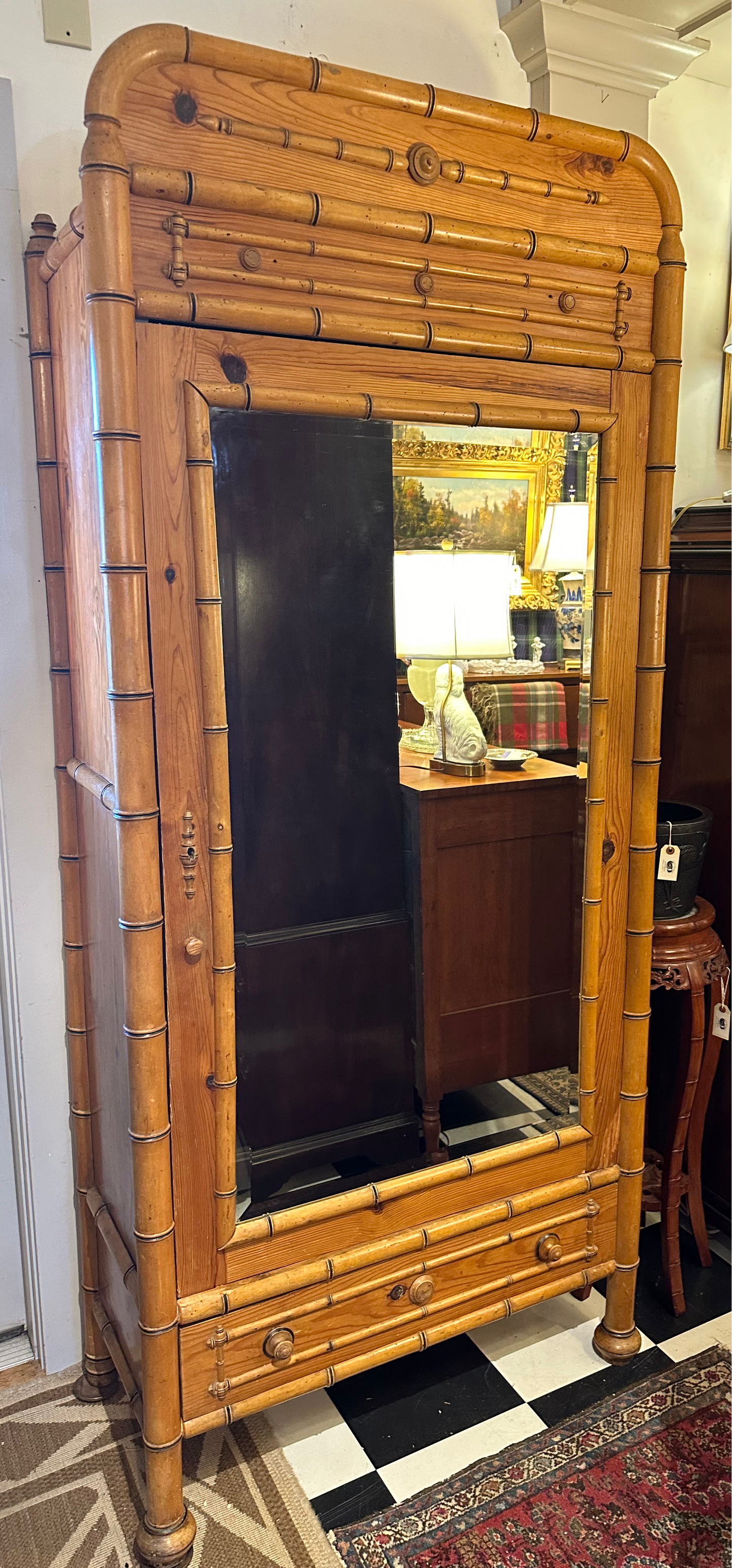 Antique English Faux Bamboo Armoire c./1885.