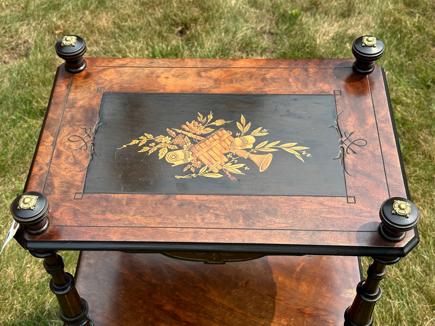 19th Century 3 Shelf Inlaid Music Stand, c./1865. (Local Pickup Only)