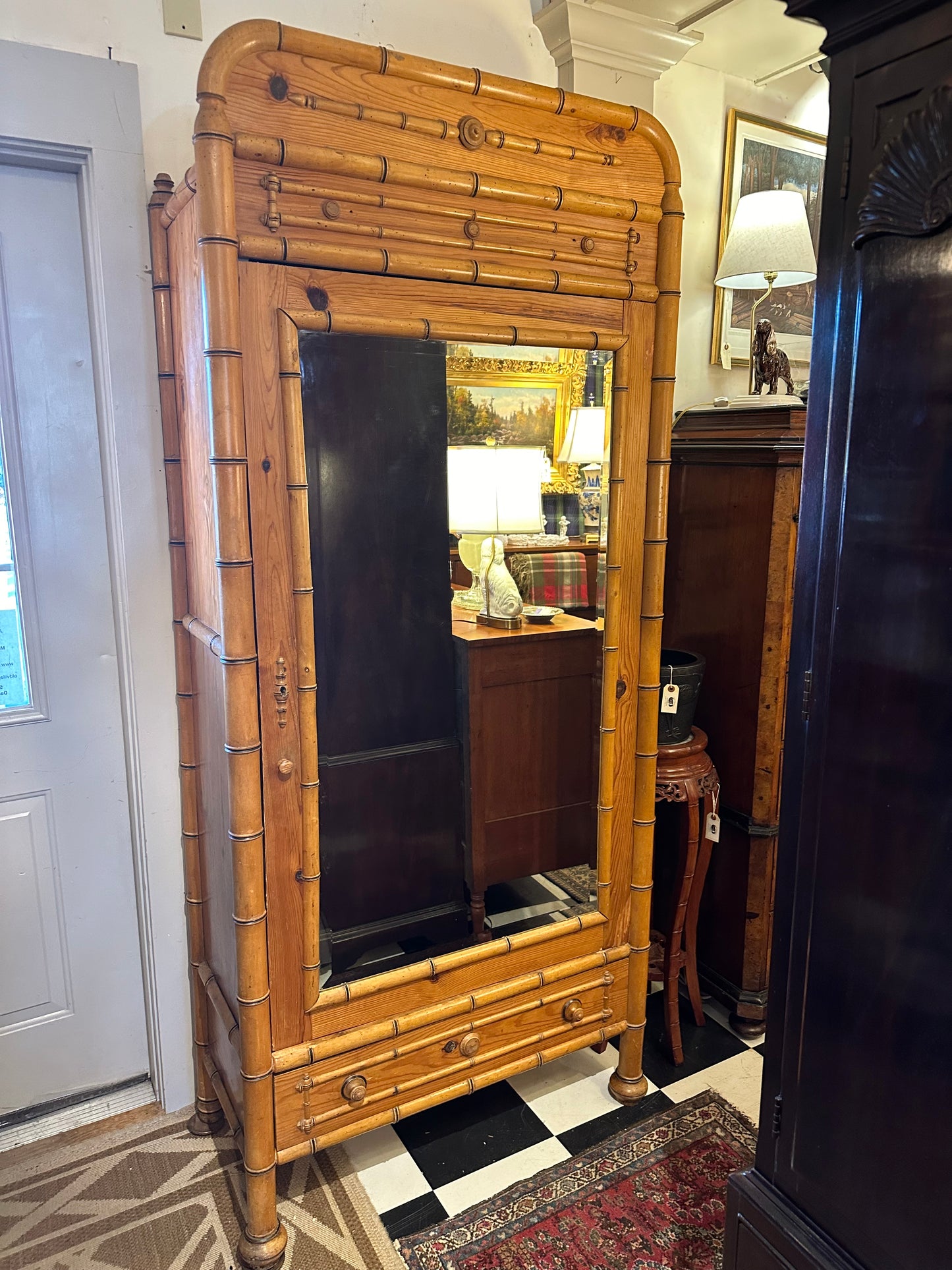 Antique English Faux Bamboo Armoire c./1885.