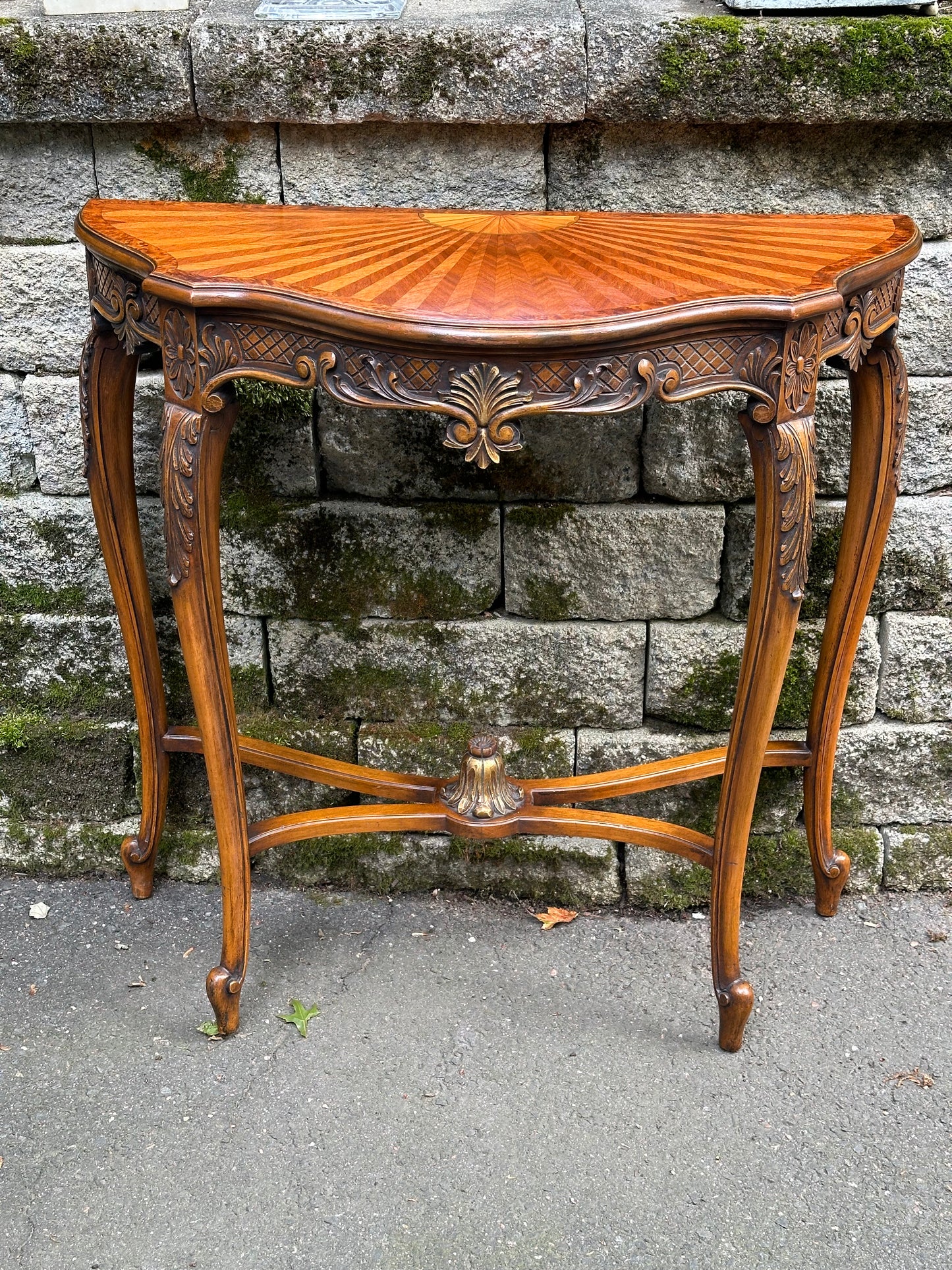 Hand Carved Inlaid Console Table. (Local Pickup Only)