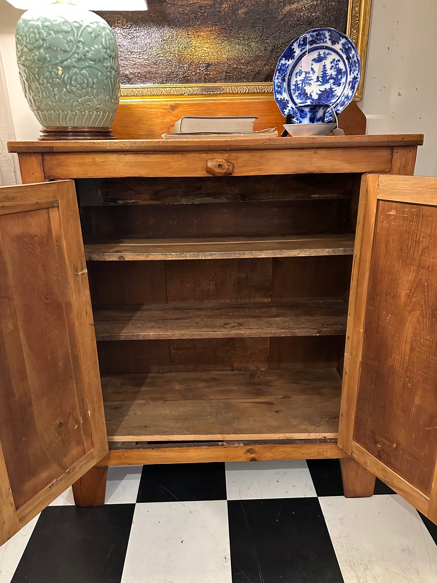 Antique Pine Two Door Jelly Cupboard c. 1850
