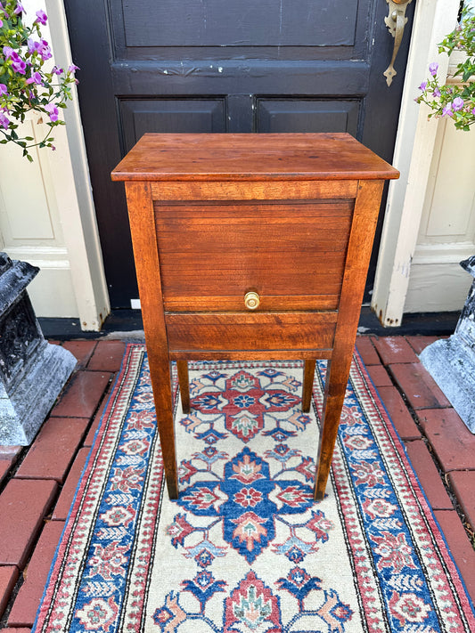 Antique One Drawer French Fruitwood Stand with Lift Up Tambour Door