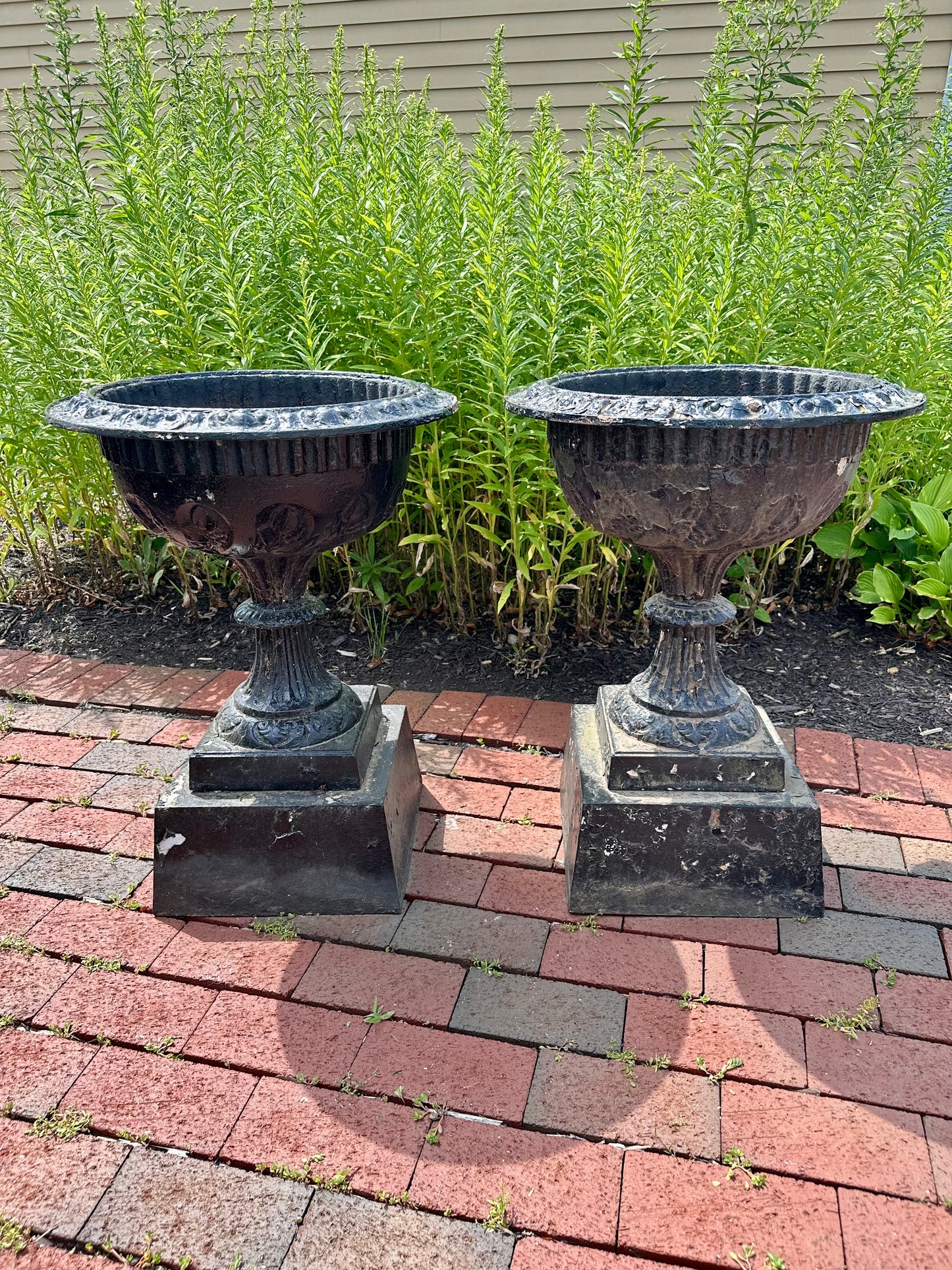 Pair of 19th Century Matching Cast Iron Planters