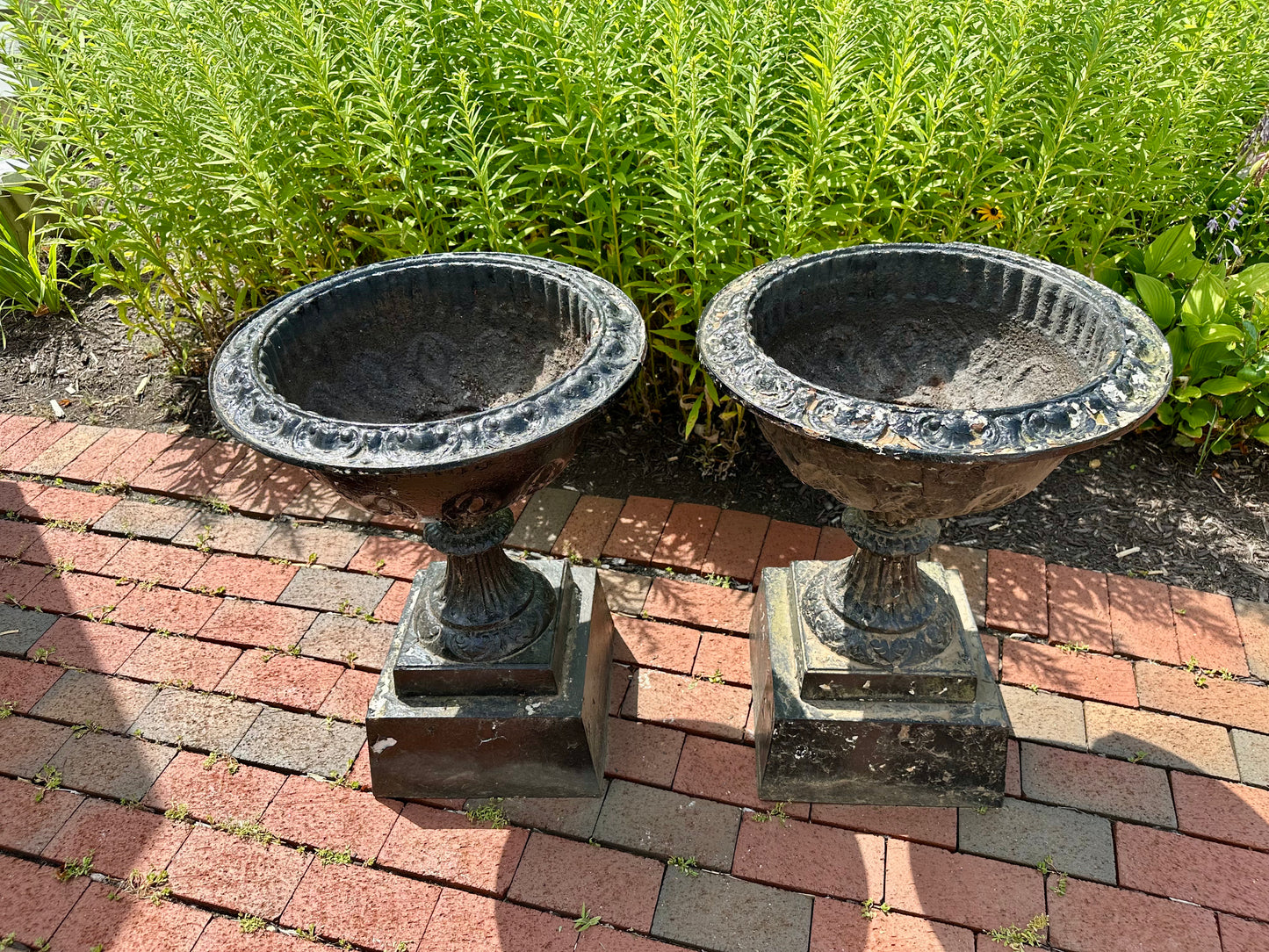 Pair of 19th Century Matching Cast Iron Planters