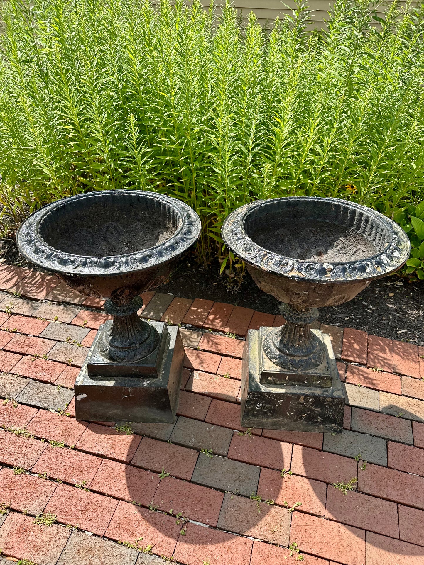 Pair of 19th Century Matching Cast Iron Planters
