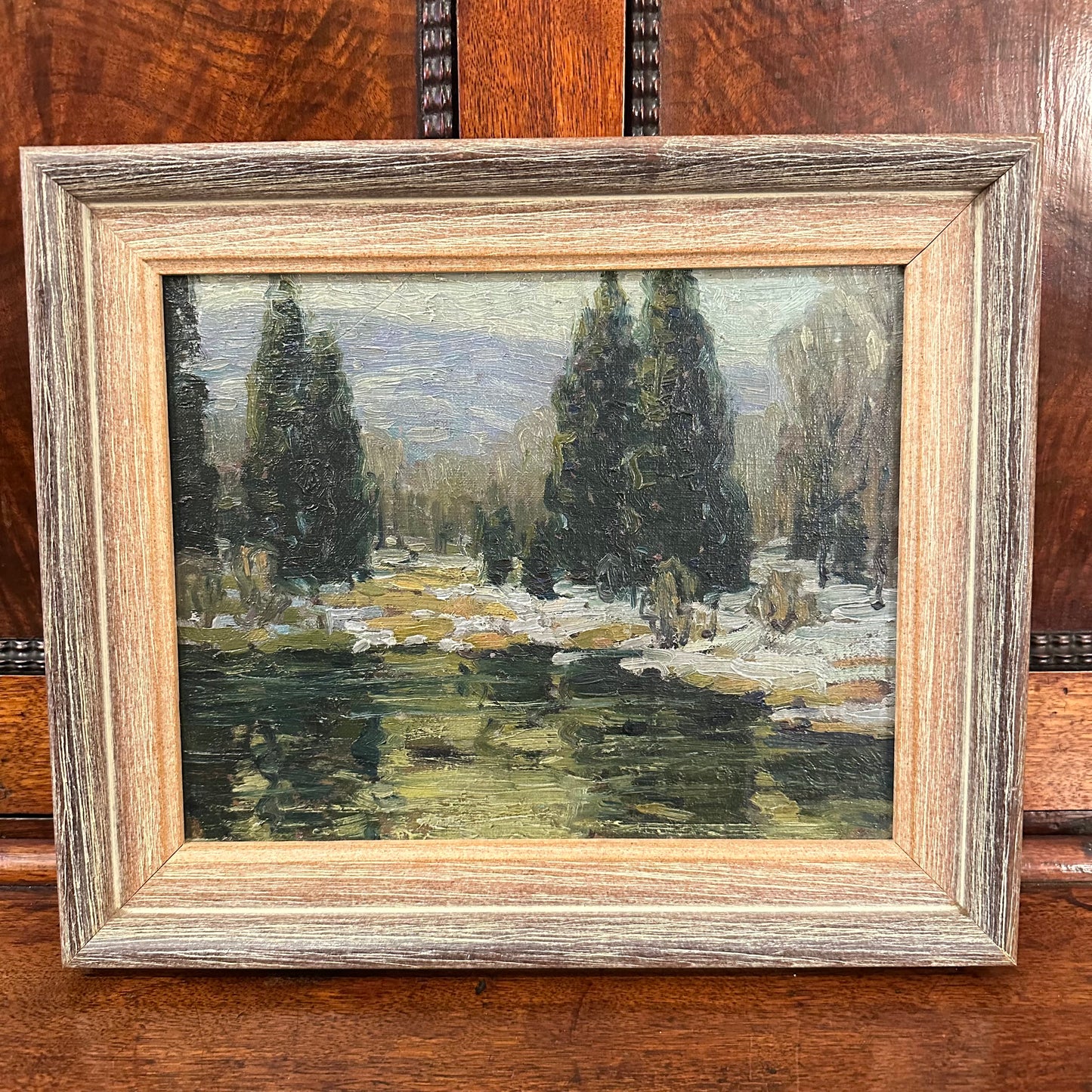 Pine Trees + Pond Oil on Board