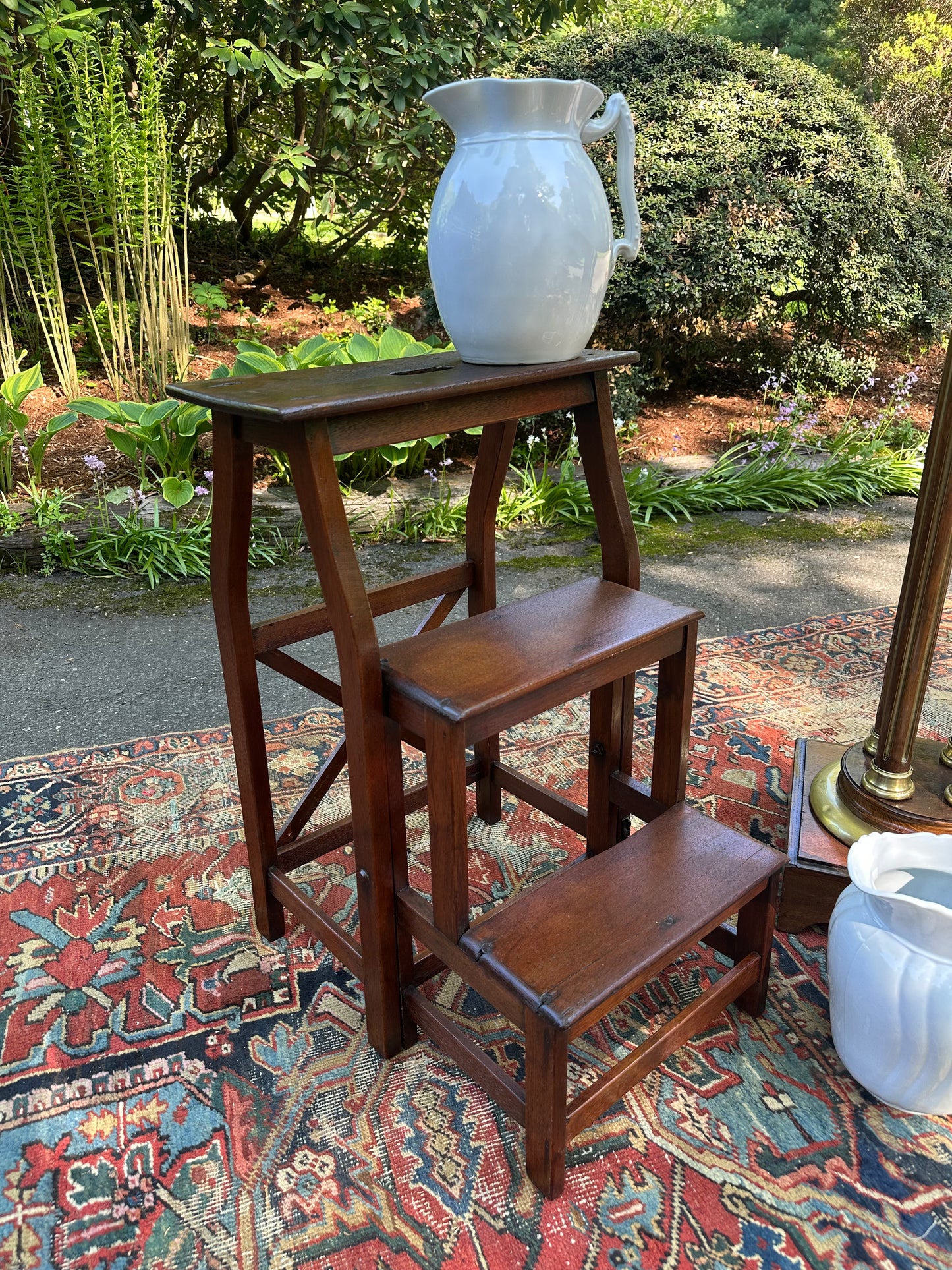 Antique Walnut Folding Library Stairs