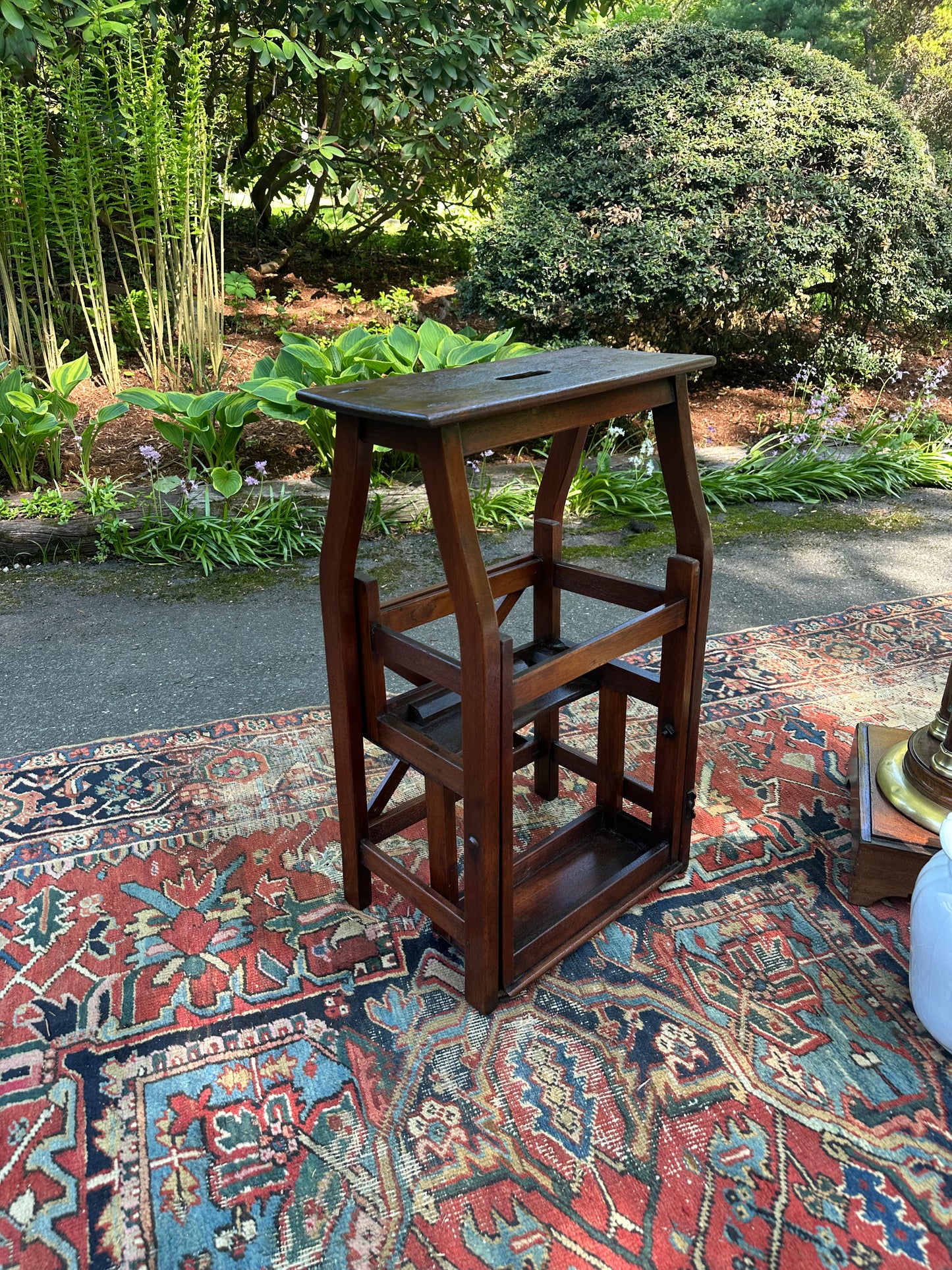 Antique Walnut Folding Library Stairs