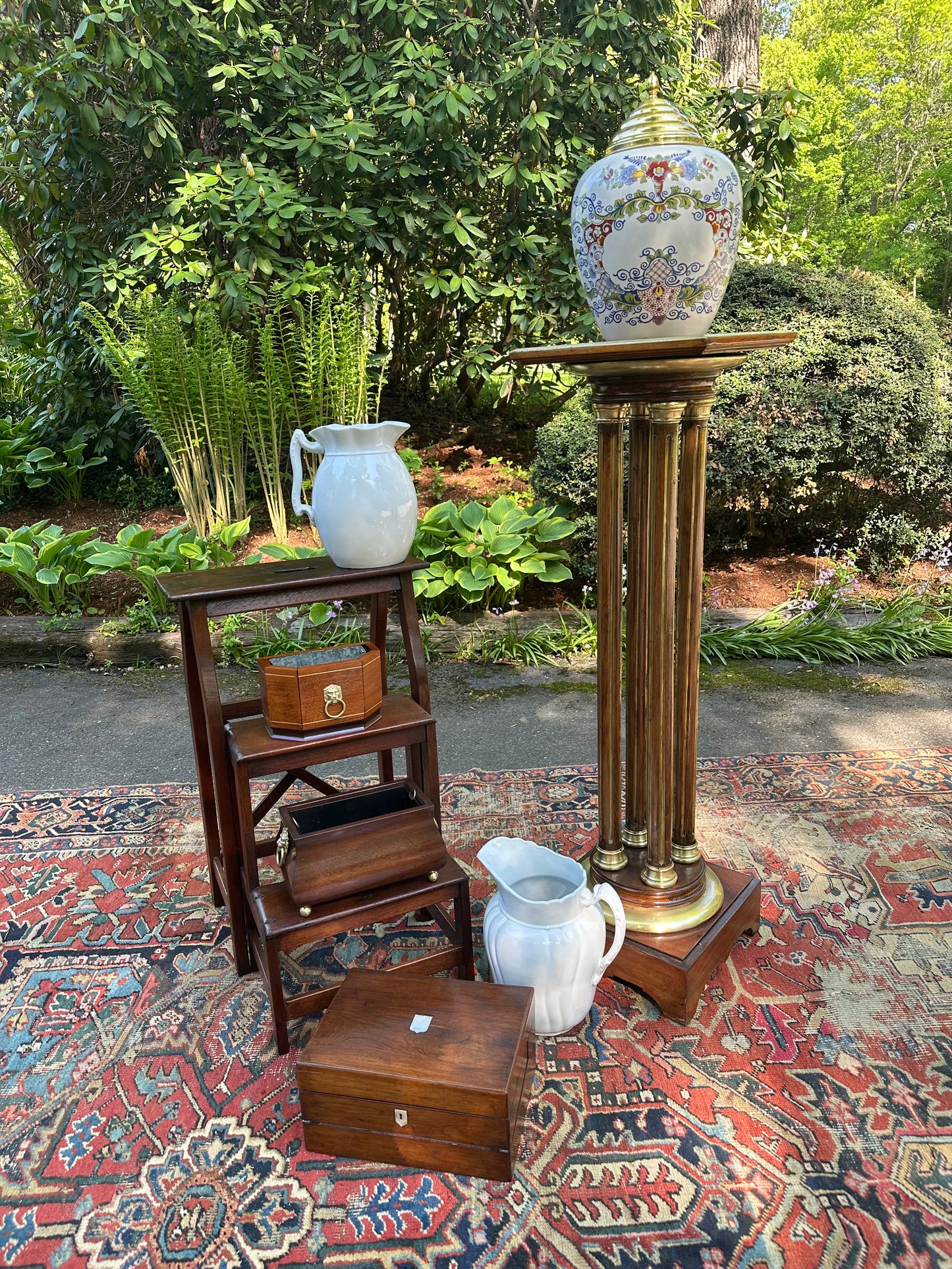 Antique Walnut Folding Library Stairs