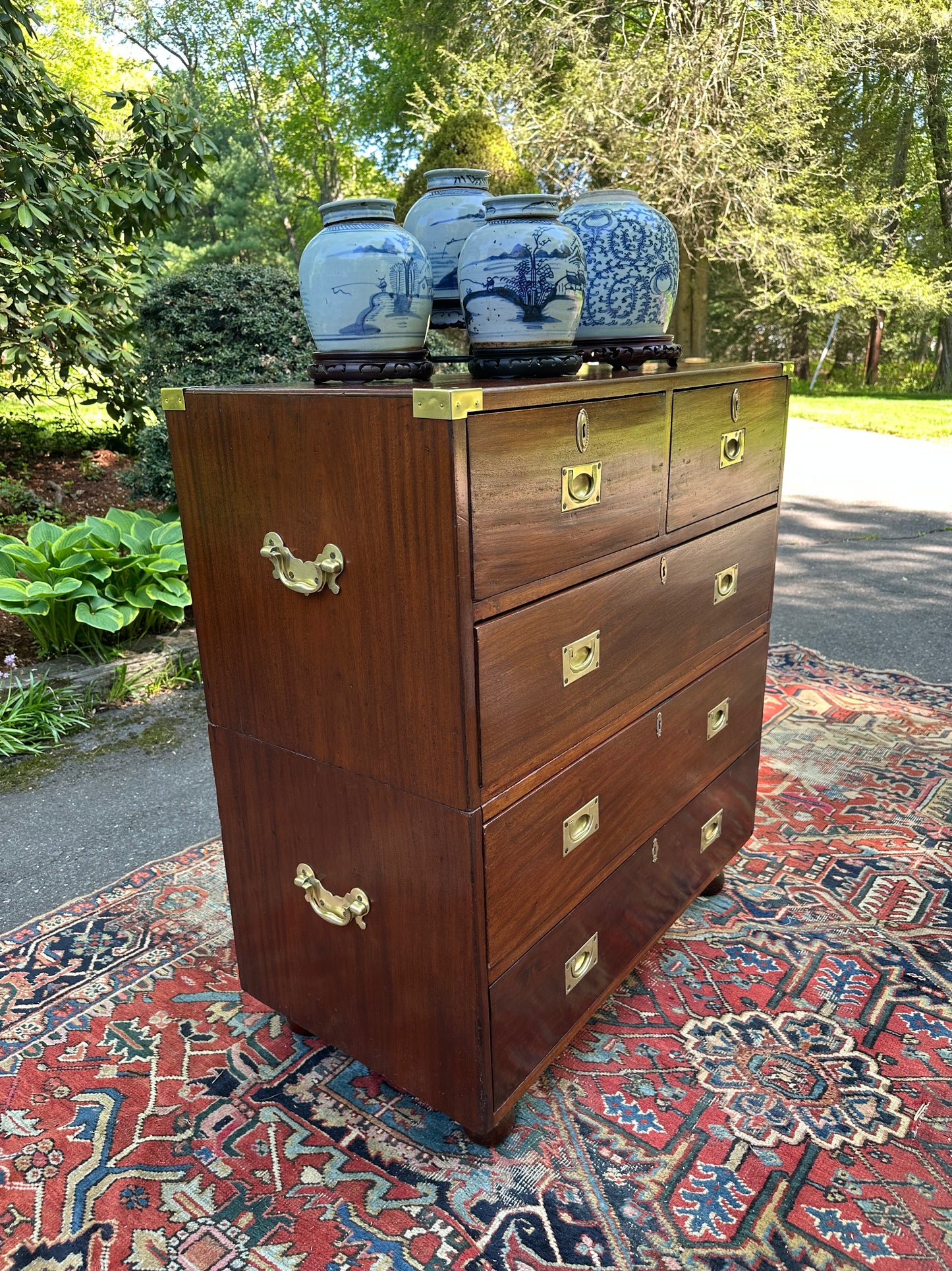 19th C. Solid Mahogany Campaign Chest