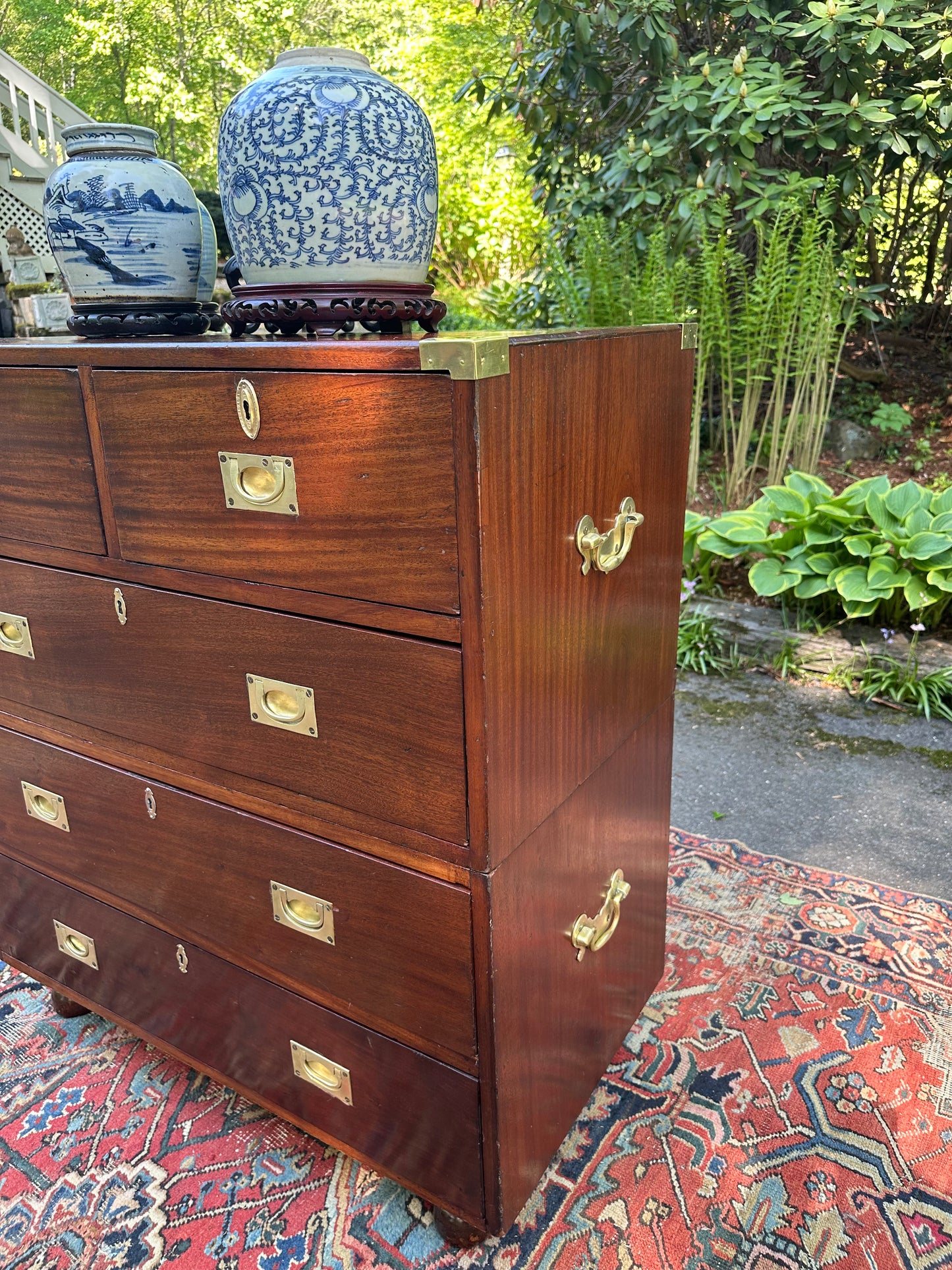 19th C. Solid Mahogany Campaign Chest