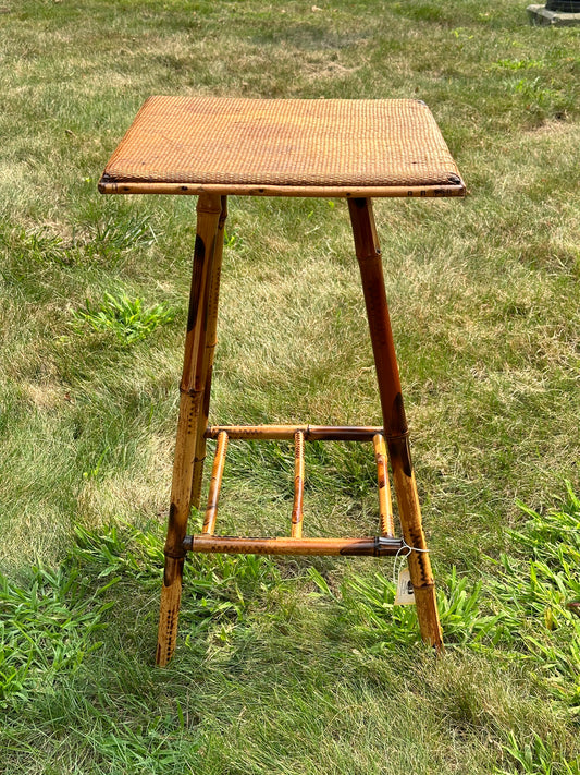 Antique 19th Century Bamboo & Rattan Side Table c./1885 (Local Pickup Only)