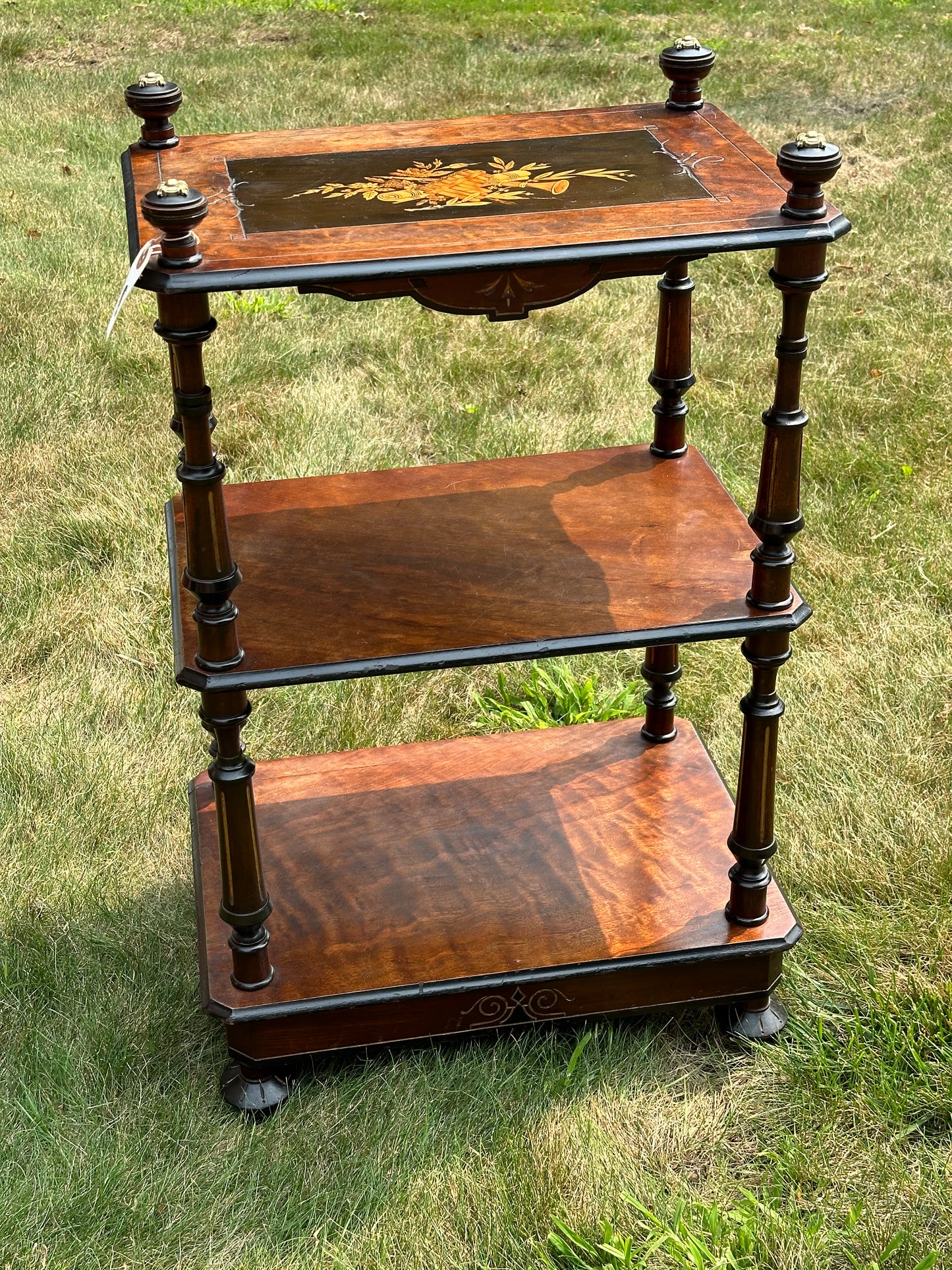 19th Century 3 Shelf Inlaid Music Stand, c./1865. (Local Pickup Only)