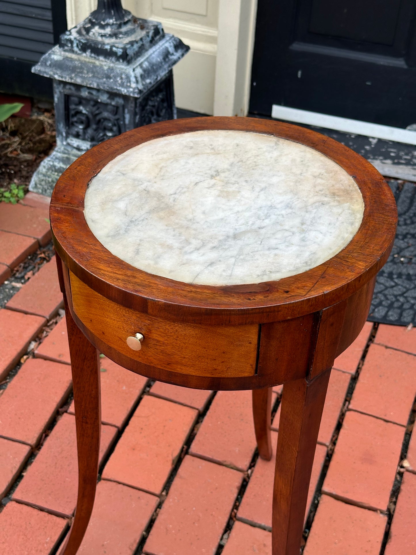 Antique French Marble top Stand with Drawer c./1825. (Local Pickup Only)