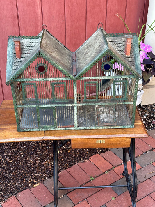 Late 19th Century Victorian wire & Metal Double Bird Cage.