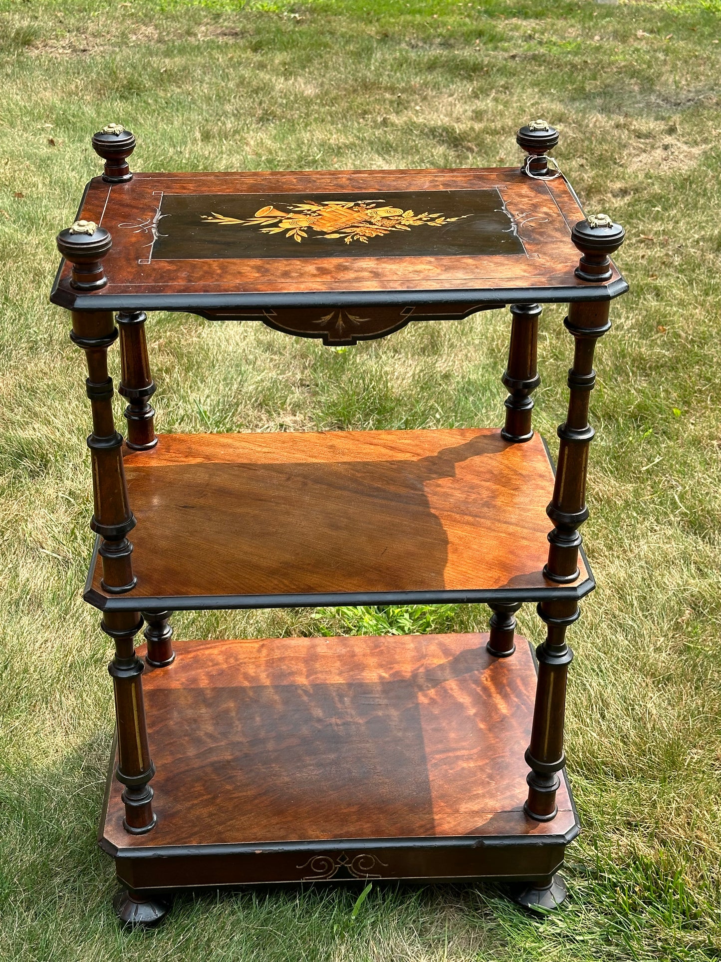 19th Century 3 Shelf Inlaid Music Stand, c./1865. (Local Pickup Only)