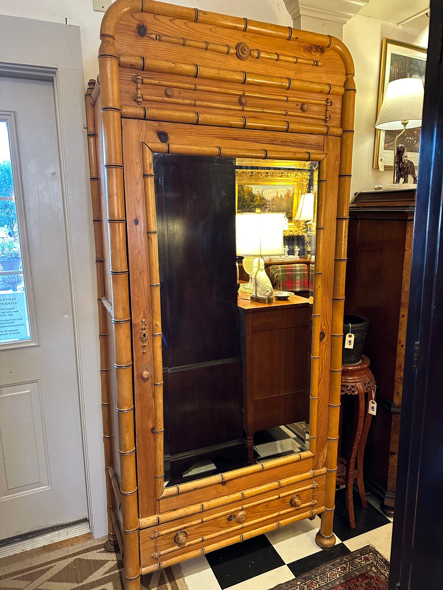 Antique English Faux Bamboo Armoire c./1885.