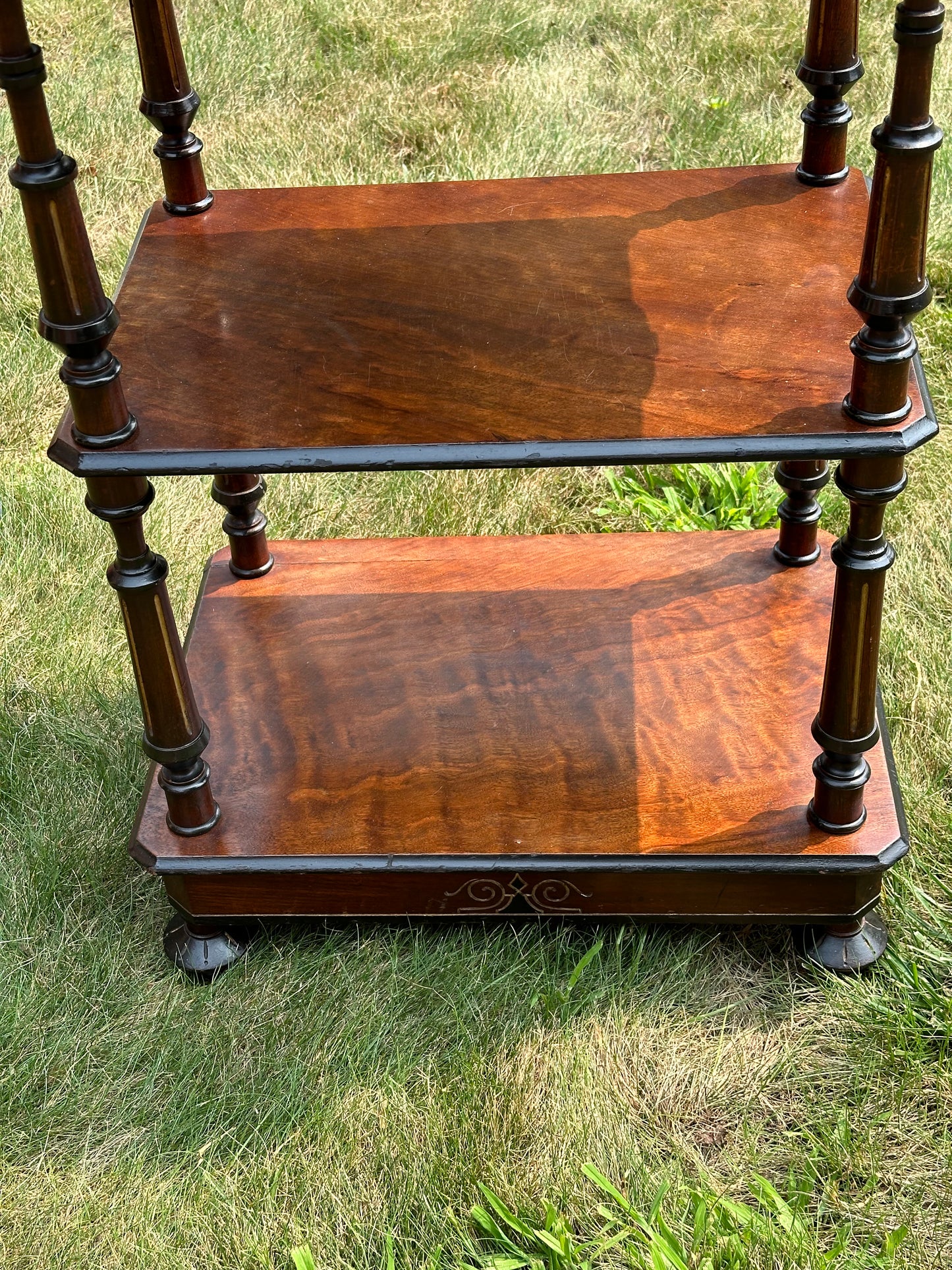 19th Century 3 Shelf Inlaid Music Stand, c./1865. (Local Pickup Only)