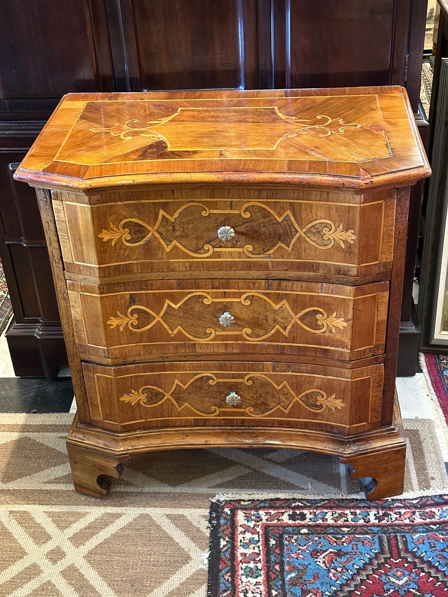 Beautiful Antique Italian Three Drawer Fruitwood Chest c/.1920.