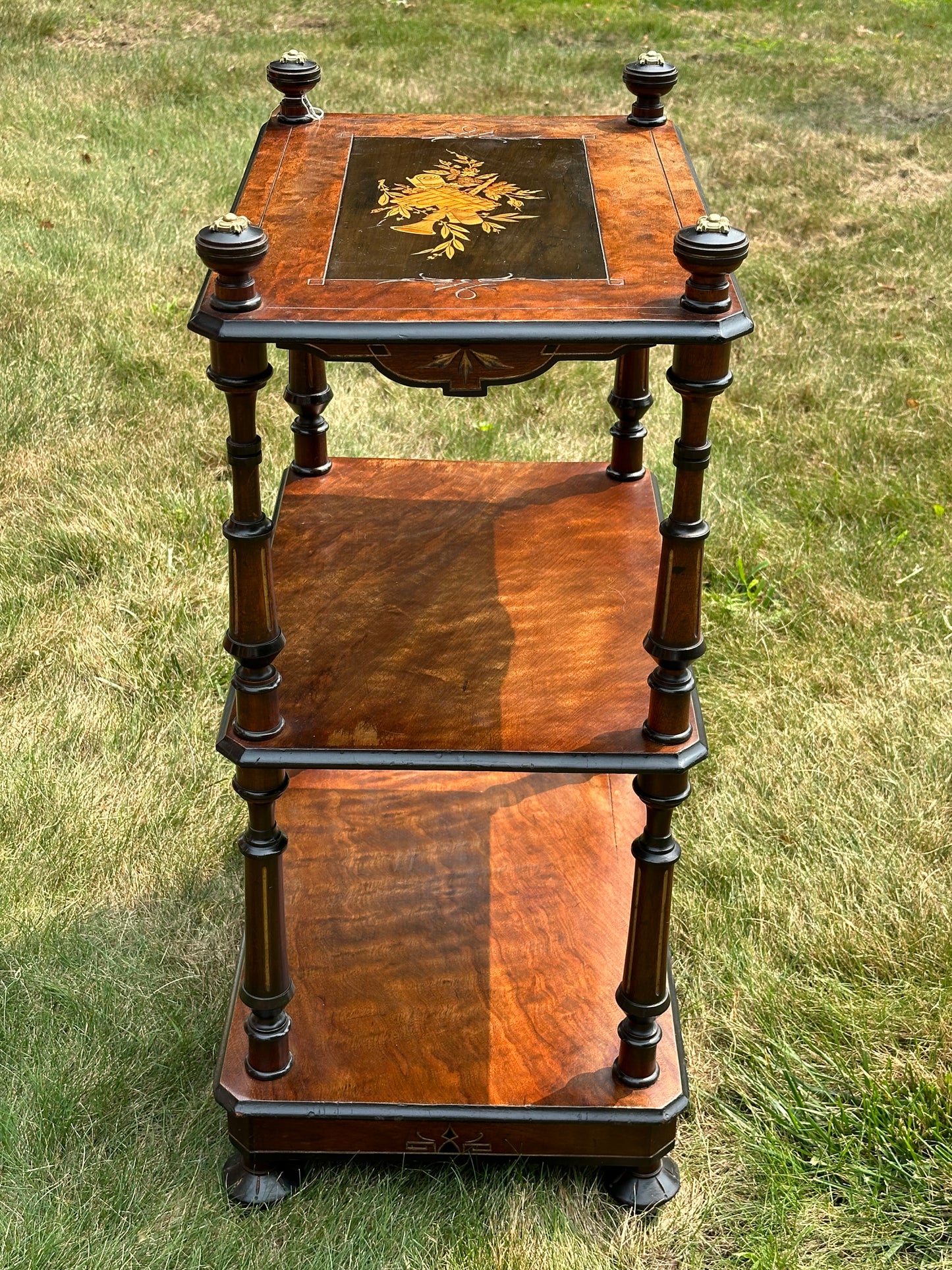 19th Century 3 Shelf Inlaid Music Stand, c./1865. (Local Pickup Only)