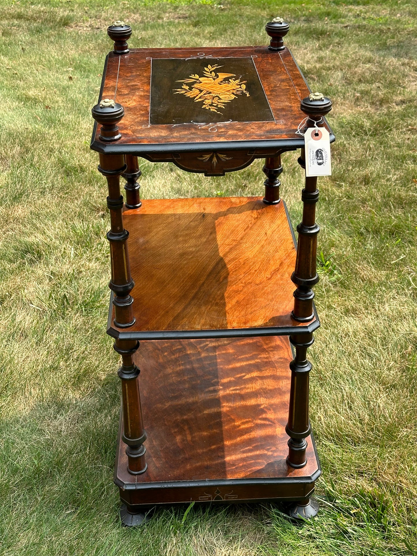 19th Century 3 Shelf Inlaid Music Stand, c./1865. (Local Pickup Only)