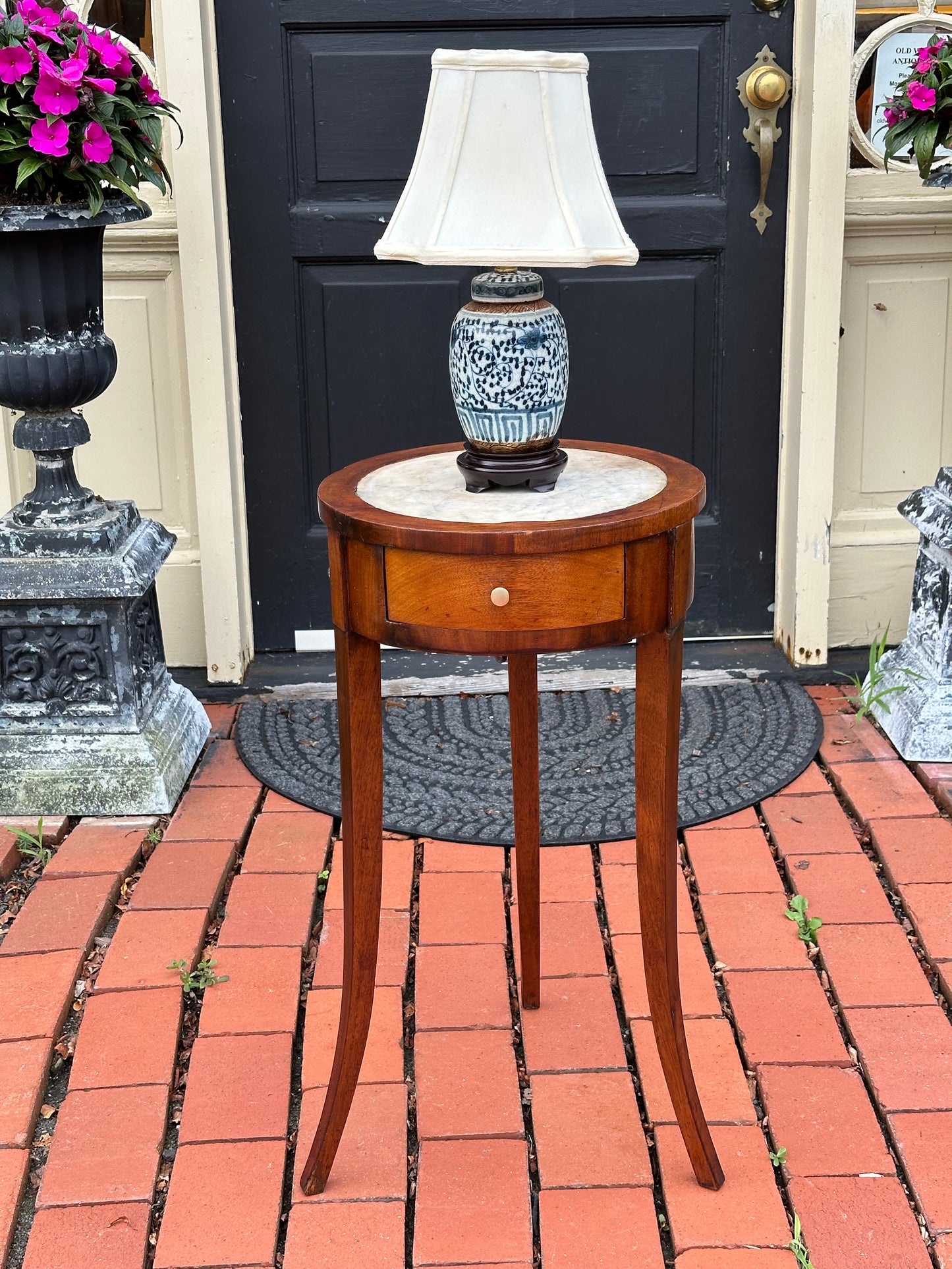 Antique French Marble top Stand with Drawer c./1825. (Local Pickup Only)