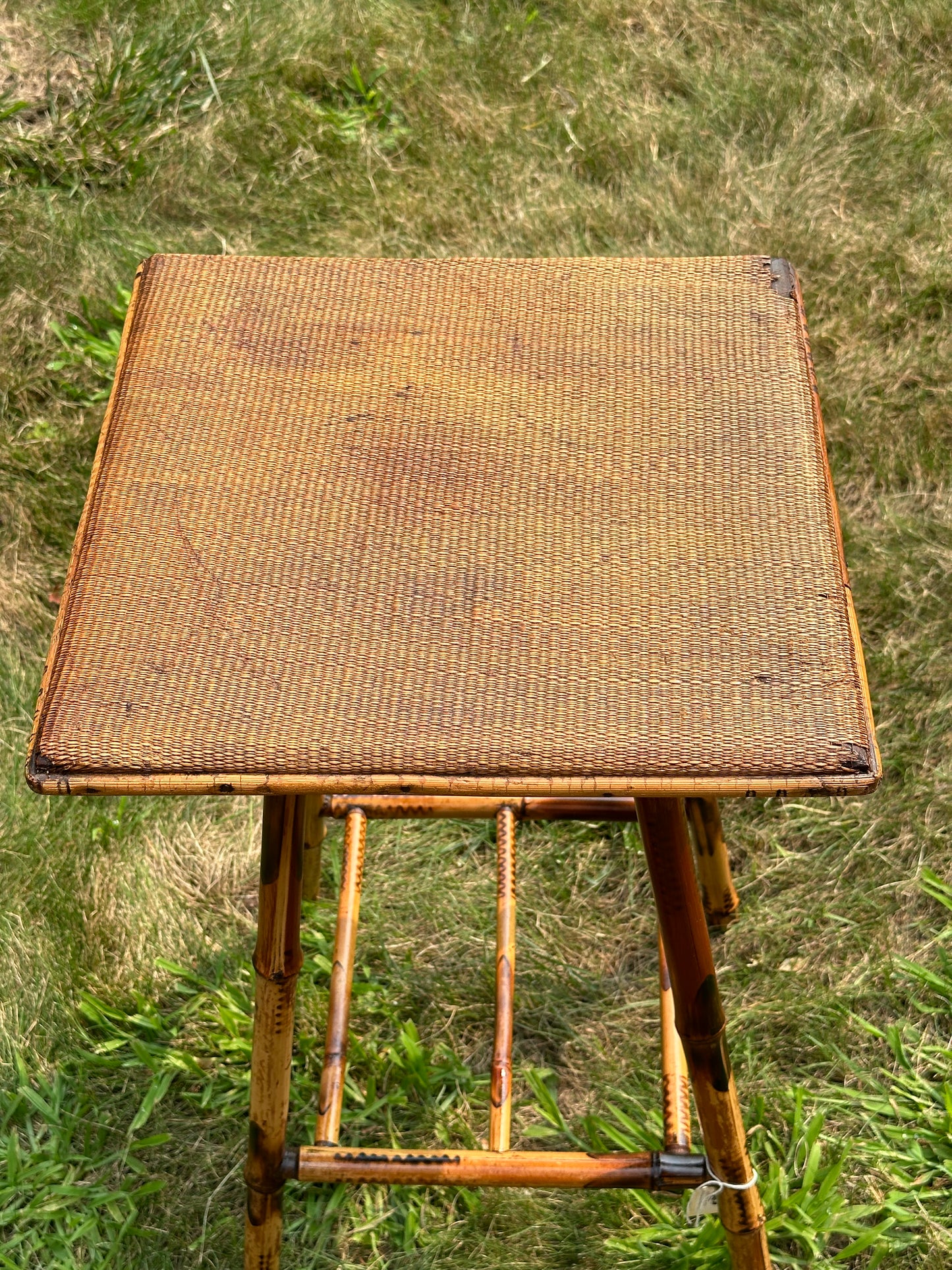 Antique 19th Century Bamboo & Rattan Side Table c./1885 (Local Pickup Only)