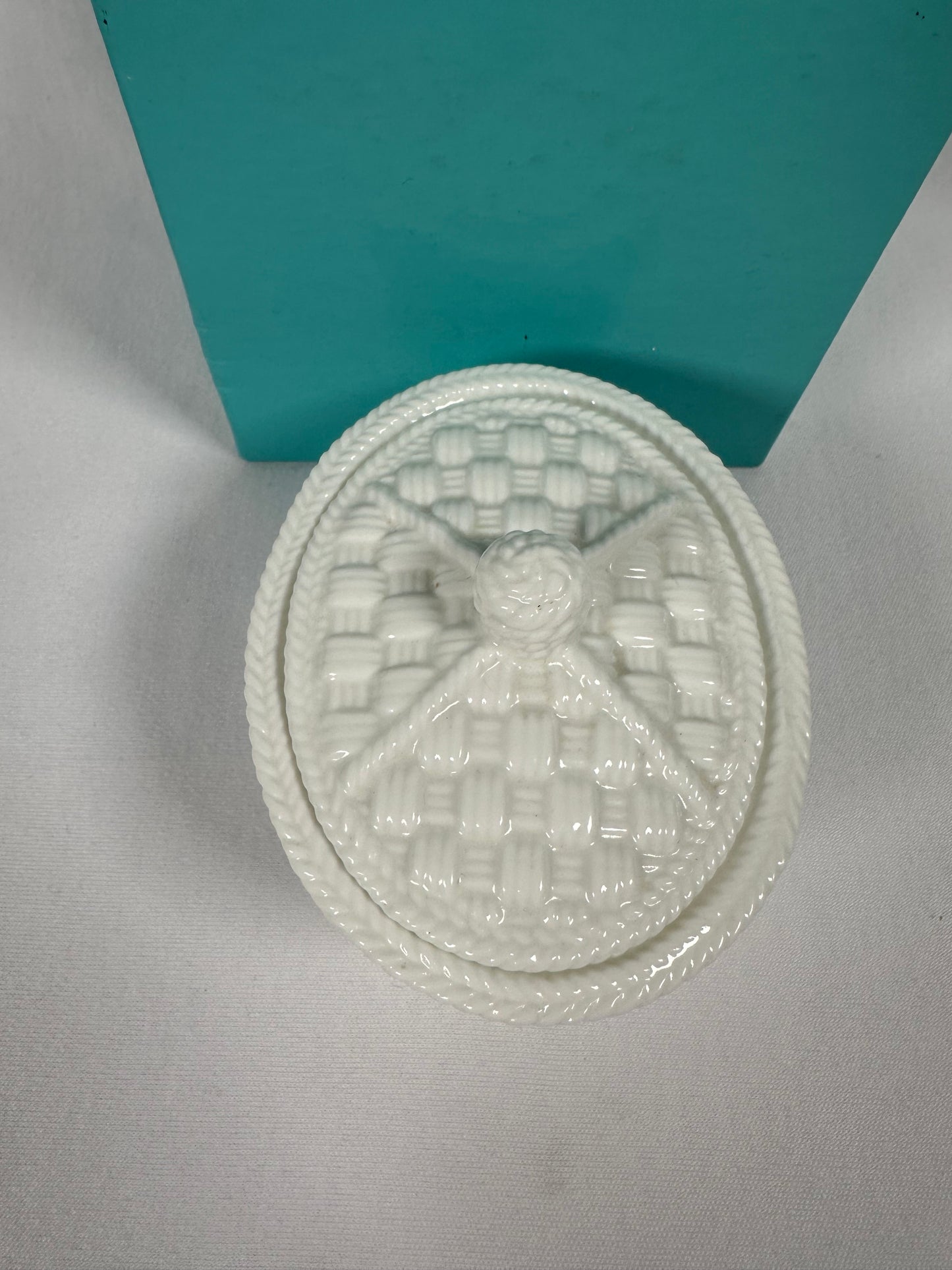 Tiffany & Co. “Tiffany Weave” Covered Trinket Box in Original Box.