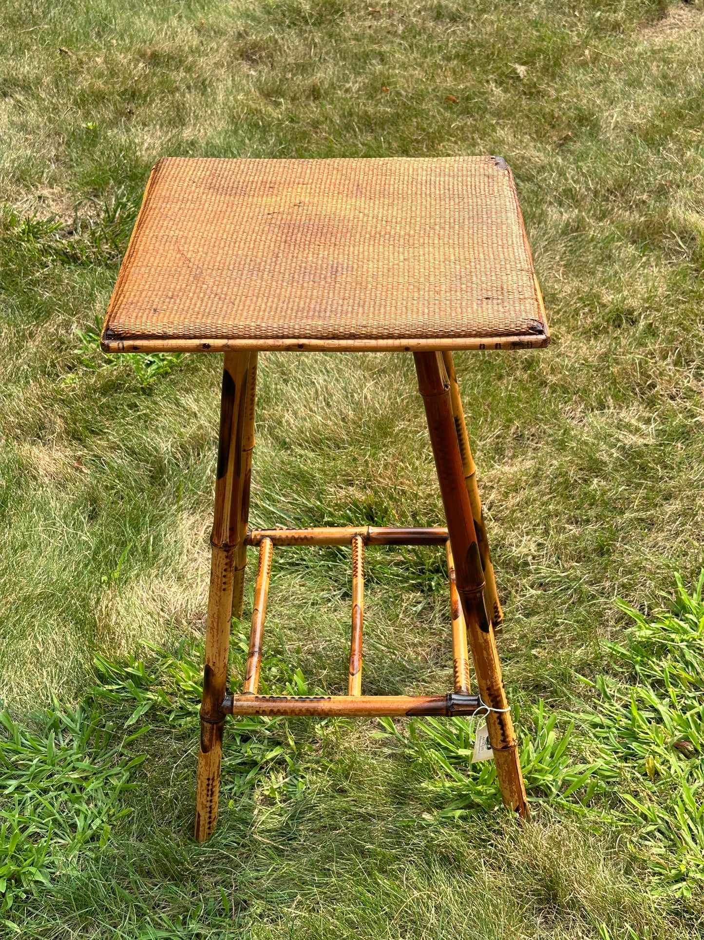 Antique 19th Century Bamboo & Rattan Side Table c./1885 (Local Pickup Only)