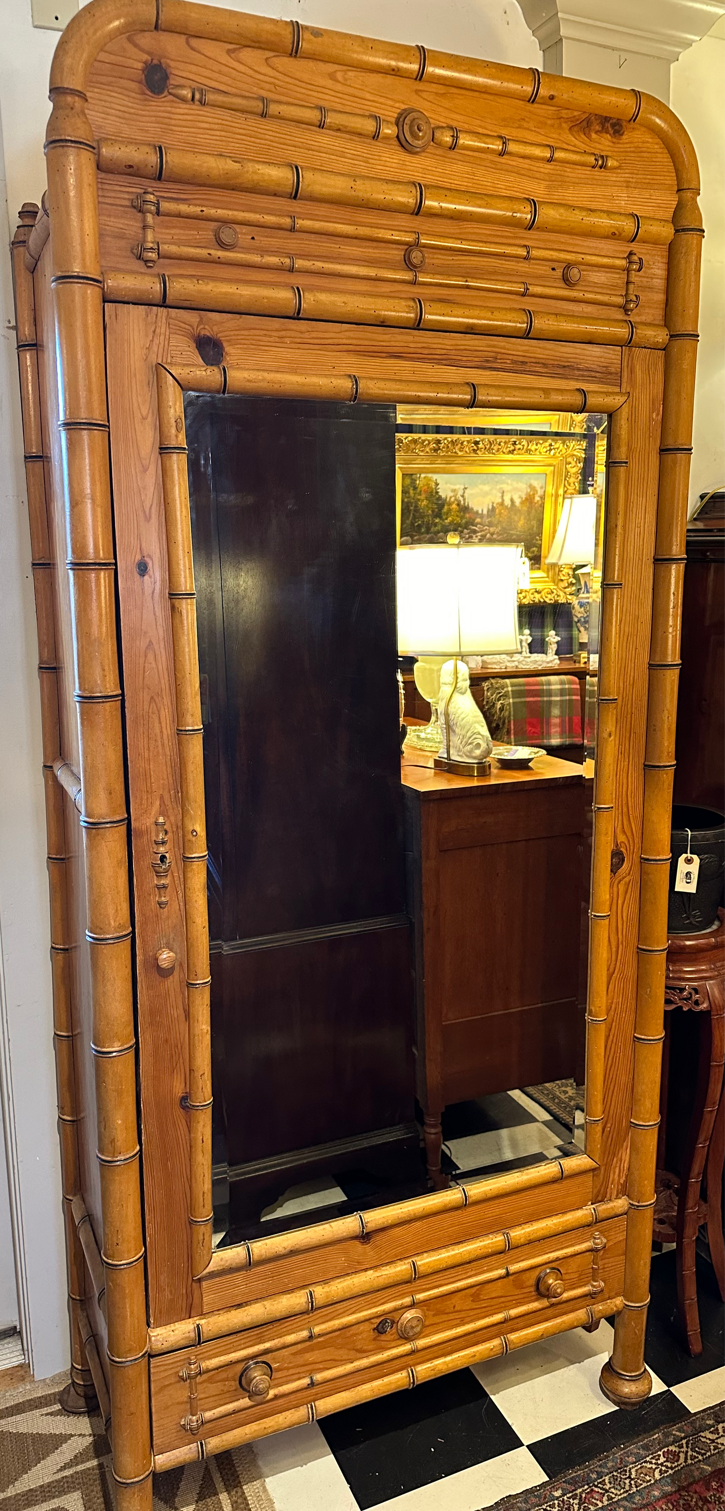 Antique English Faux Bamboo Armoire c./1885.