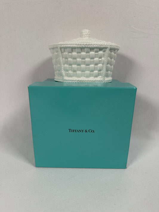 Tiffany & Co. “Tiffany Weave” Covered Trinket Box in Original Box.