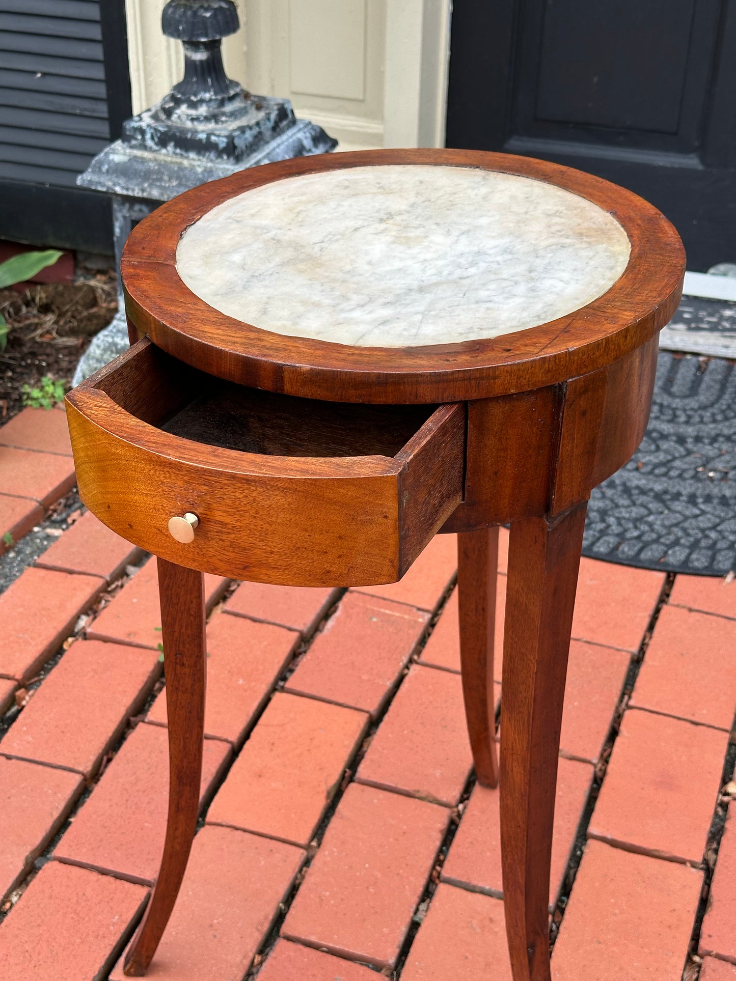 Antique French Marble top Stand with Drawer c./1825. (Local Pickup Only)