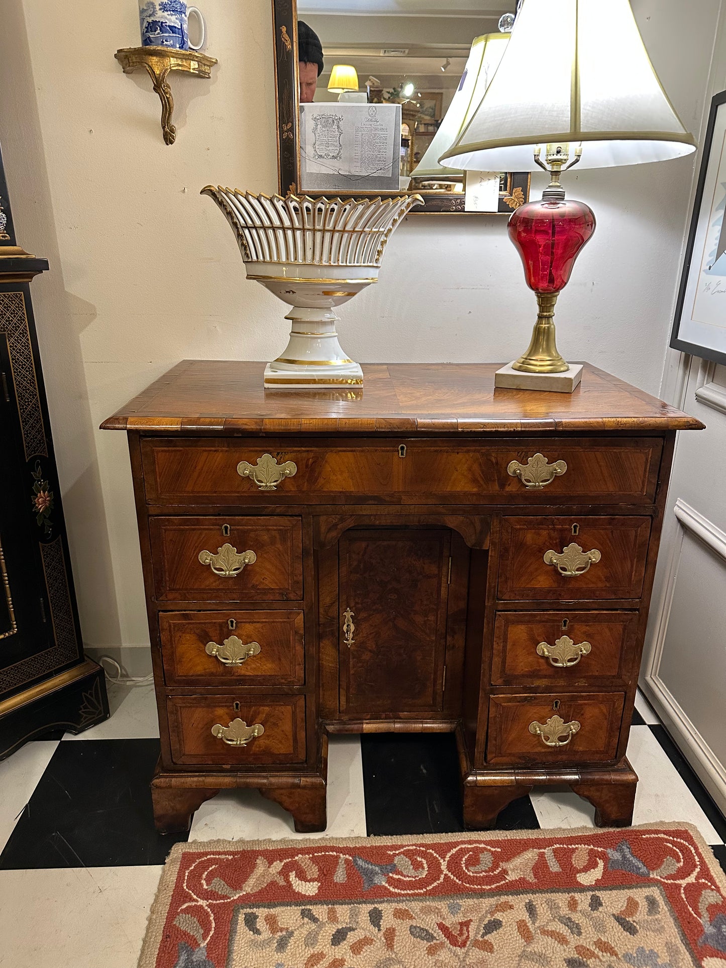 George II Small Kneehole Desk - Walnut