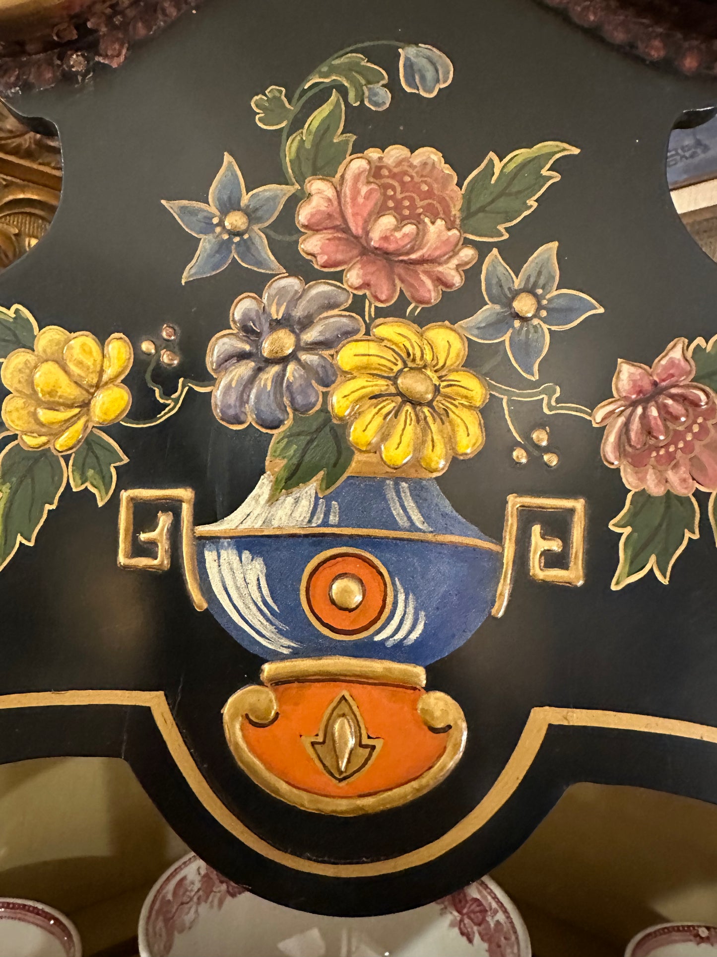 Custom Made Hand Jeweled/Painted Chinoiserie Corner Cabinet